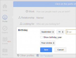 edit ulang tahun di google+