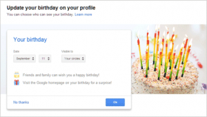 informasi ulang tahun di google+