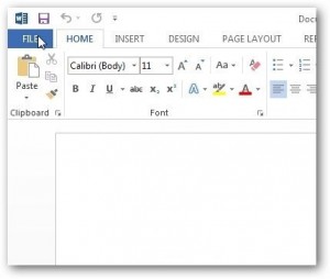 menu file office 2013