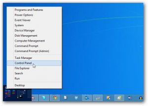 Control Panel Windows 8 Power Menu