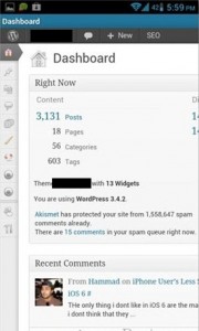 dashboard wordpress android