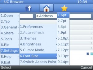 fitur font di uc browser