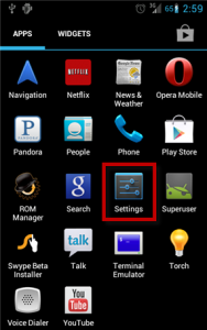 menu settings android menu settings android