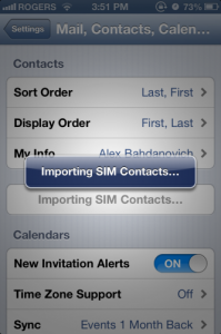 kontak sim sedang diimpor