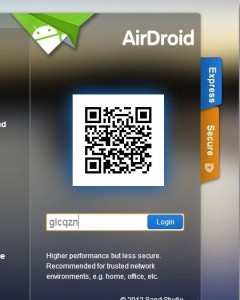 masukkan kode security airdroid