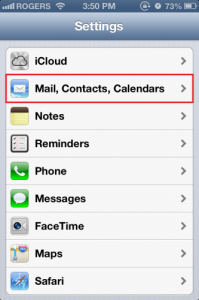 pilihan mail, contacts, calendars