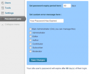 plugin password expiry