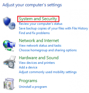 system and security di windows 8