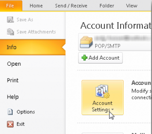 account settings outlook 2010