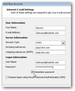 internet email settings