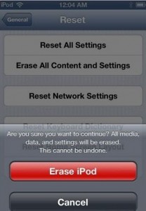 konfirmasi hapus data di ipod