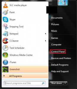 control panel windows 7