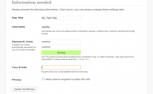 layar instal wordpress
