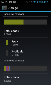 total memori internal android